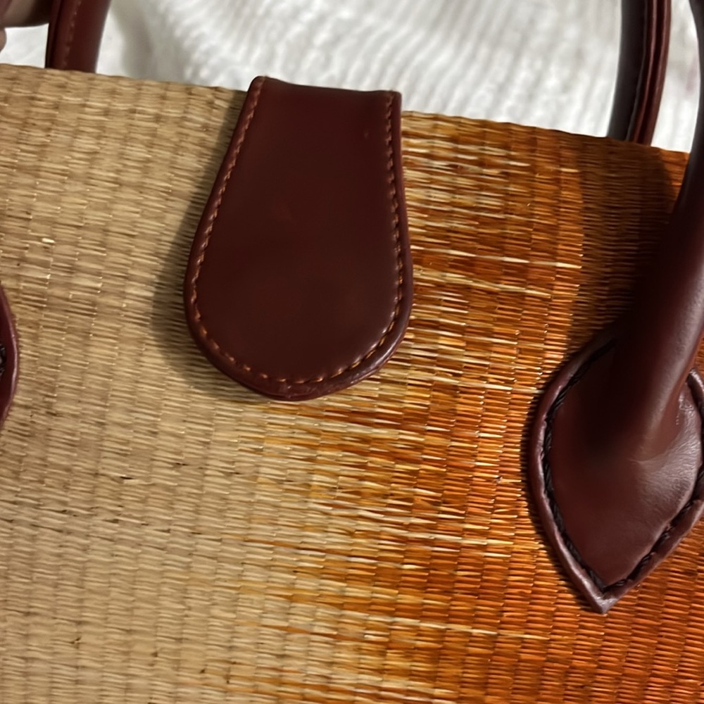 Le Sak Ombré Tan and Orange (rust) Hard Body Woven Handbag NWOT - Picture 2 of 11